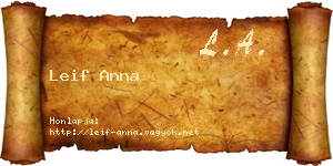 Leif Anna névjegykártya